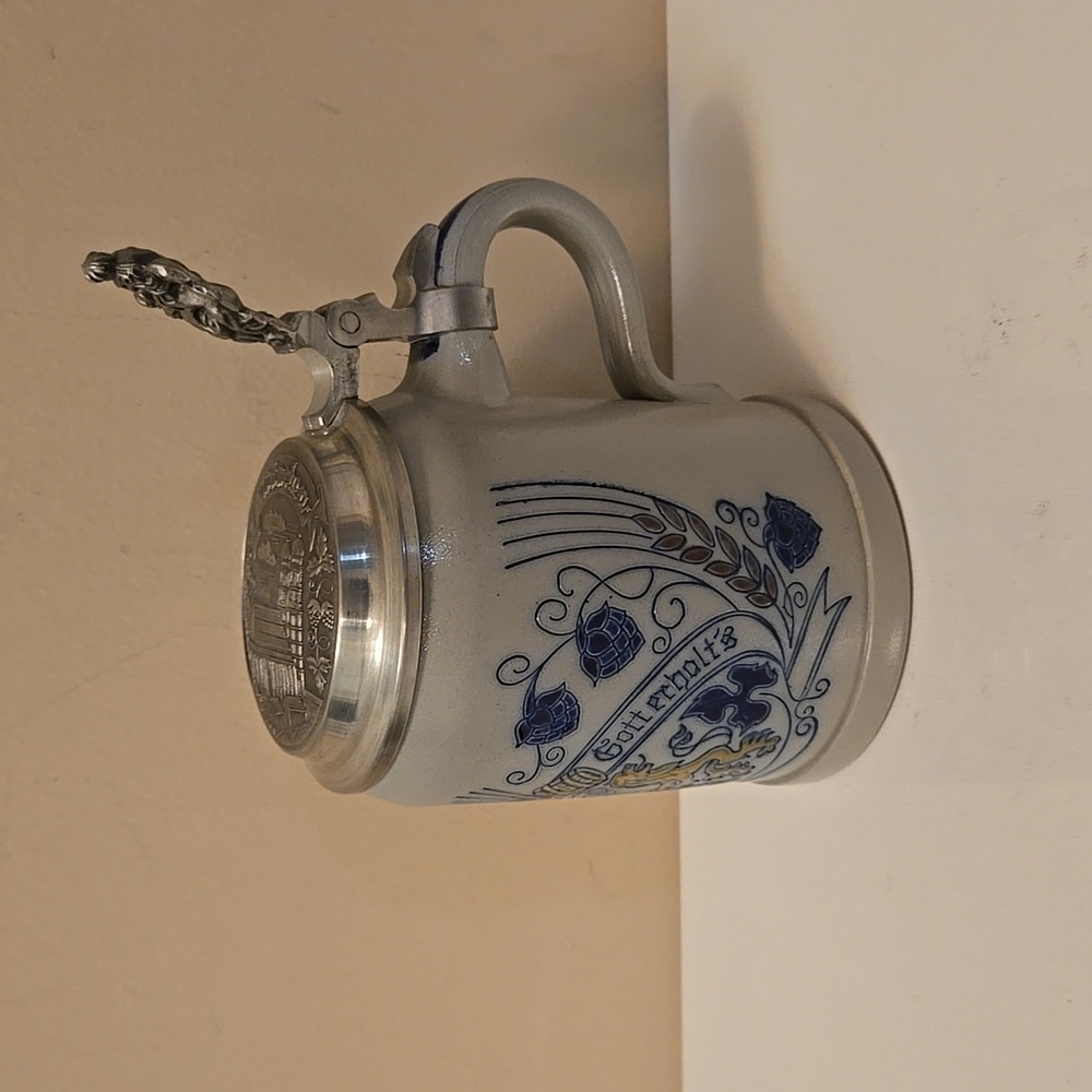 Vintage Merklebach stoneware Stein with pewter lid Munchen